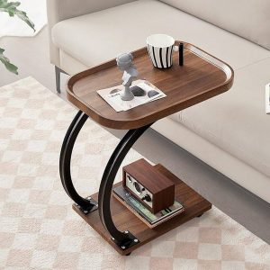 c shape side table with wheels