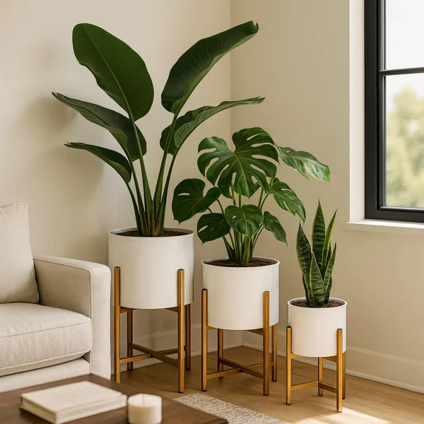 ceramic planter set 3 with stand