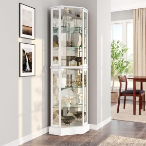 corner cabinet with glass doors