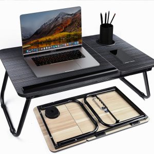 folding laptop table with cup holder