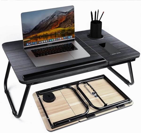 folding laptop table with cup holder