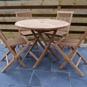folding wooden garden chairs set 4
