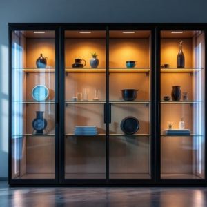 glass display cabinet led lights