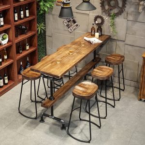 industrial style bar table with stools