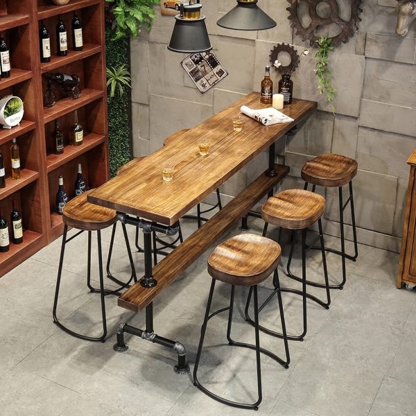 industrial style bar table with stools