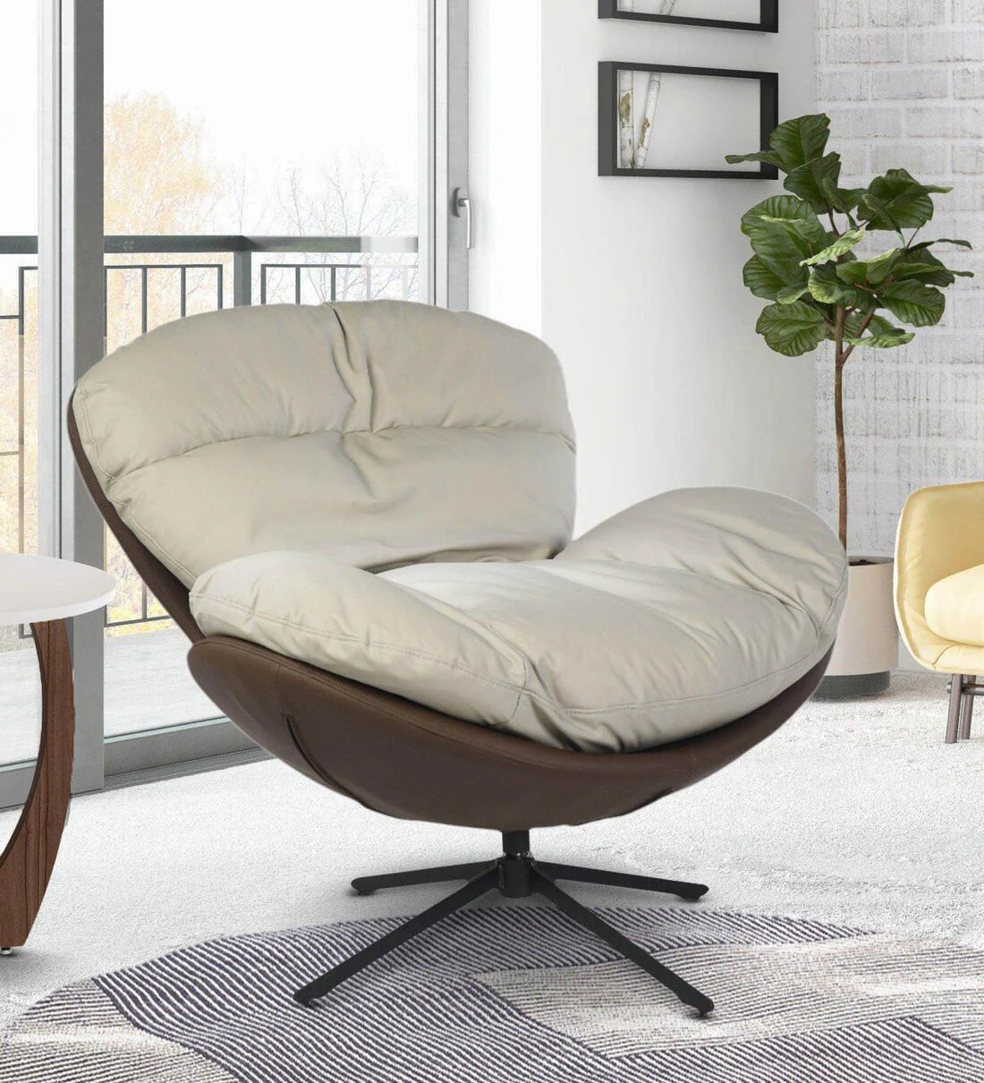 swivel lounge chair in brown colour swivel lounge chair in brown colour