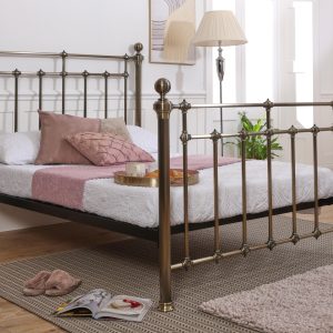 metal frame bed brass finish double