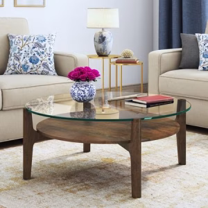 round glass center table storage