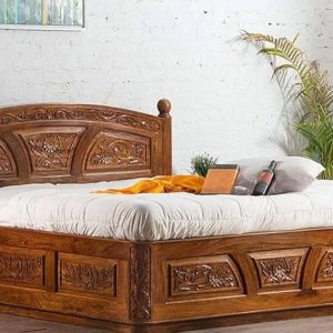 sheesham wood king bed carved