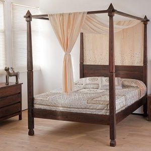 teak wood queen size poster bed