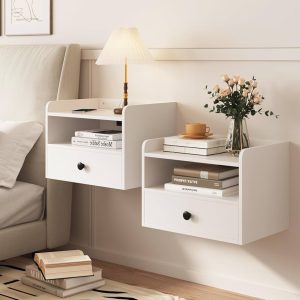 wall mounted floating nightstand set 2