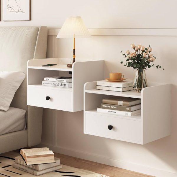 wall mounted floating nightstand set 2
