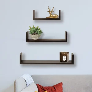 Home wooden wall shelves floating set 3