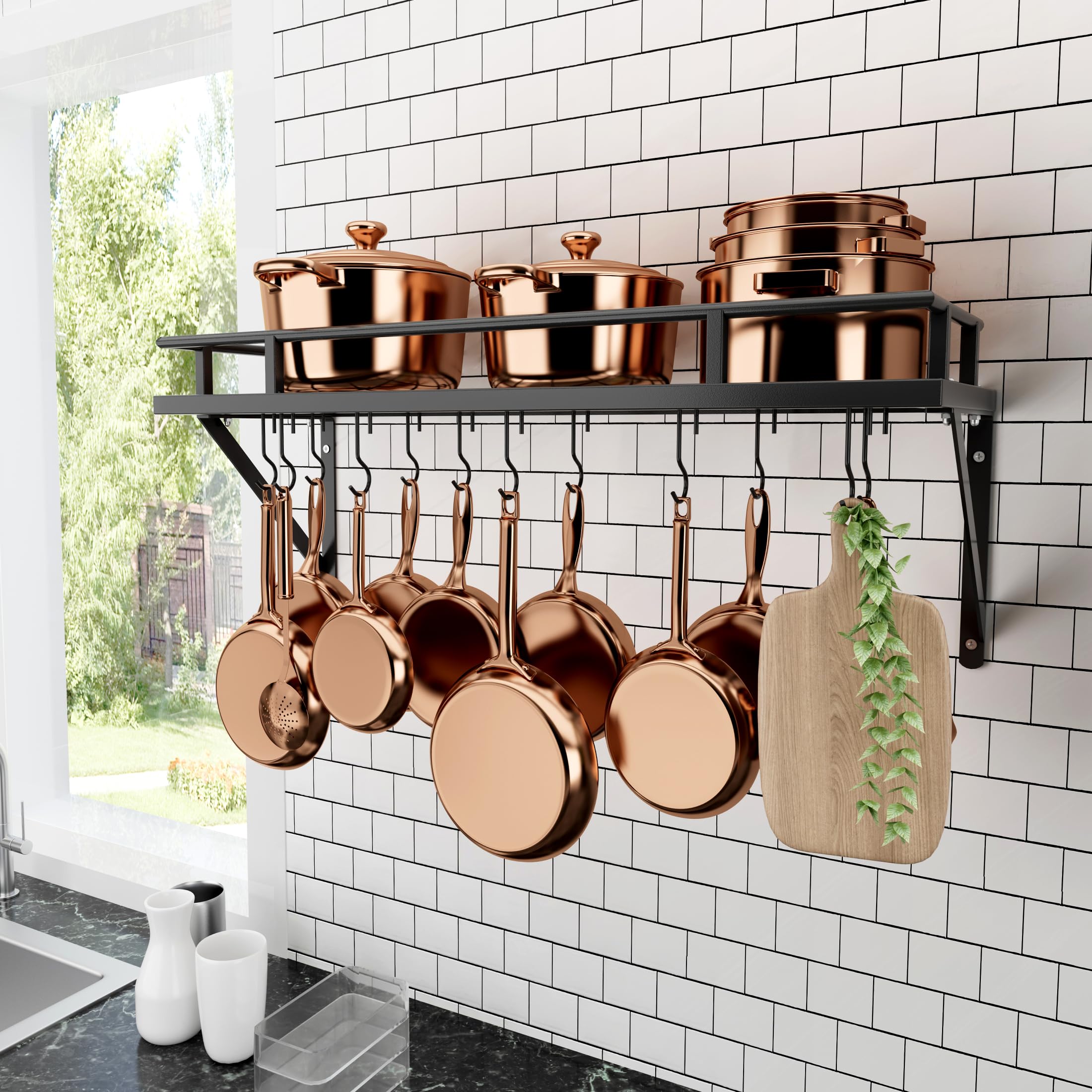 wall mounted pot rack with hooks wall mounted pot rack with hooks